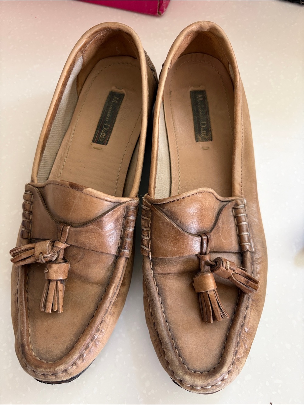 Massimo Dutti Tan Leather Tassel Loafers